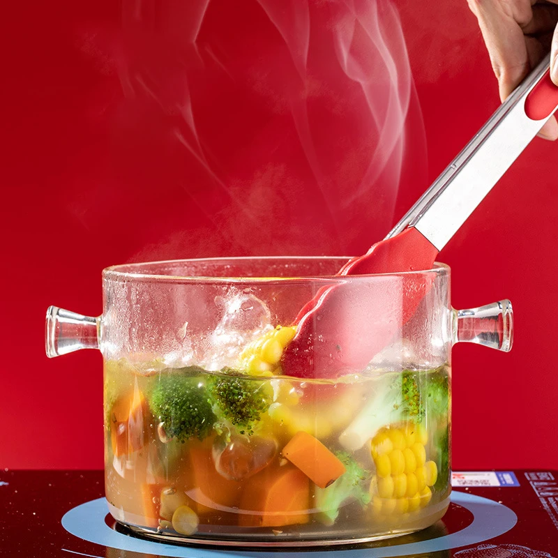 Wholesale BBQ grilling tong cooking kitchen tools stainless steel Non-slip bread silicone food tongs for BBQware