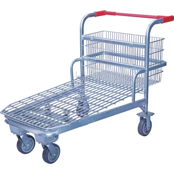 Supermarket Warehouse Trolley Metal Carts Heavy Duty Transport Warehouse Carts