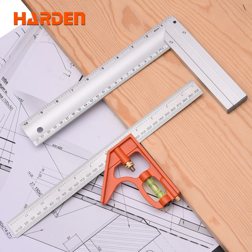 HARDEN 2Pcs 300mm Combination Square Description & 250mm Aluminum Try Square Set