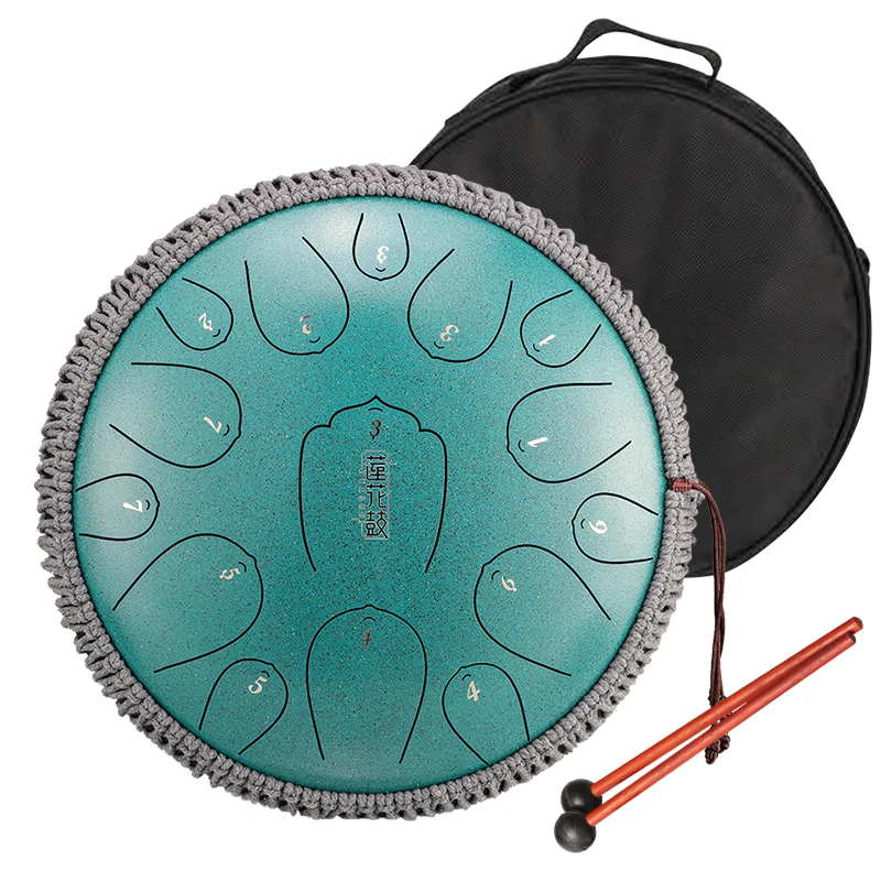 Hluru Steel Tongue Drum Kit 15 Notes 13 Inch Hanpan Tank Drum High Quality Musical Instruments THL15