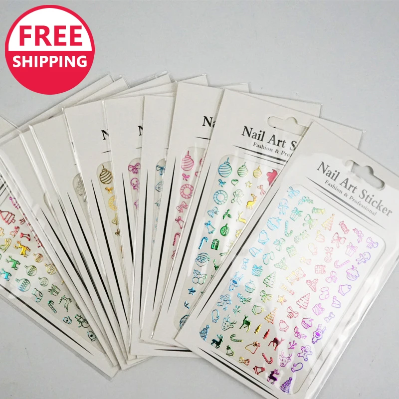 Бесплатная доставка, Рождественская наклейка «сделай сам», наклейка на новогоднюю елку, украшение для ногтевого дизайна, товары для маникюрного салона