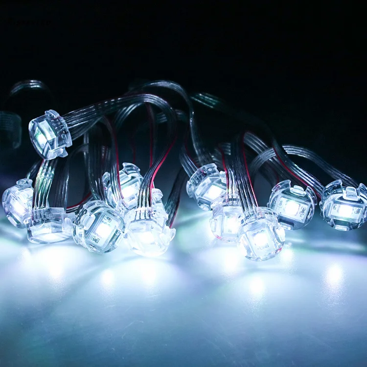 20mm rgb smd5050 built in ic chip gs8208 addressable 12v one pixel led light with double data pixel led string light