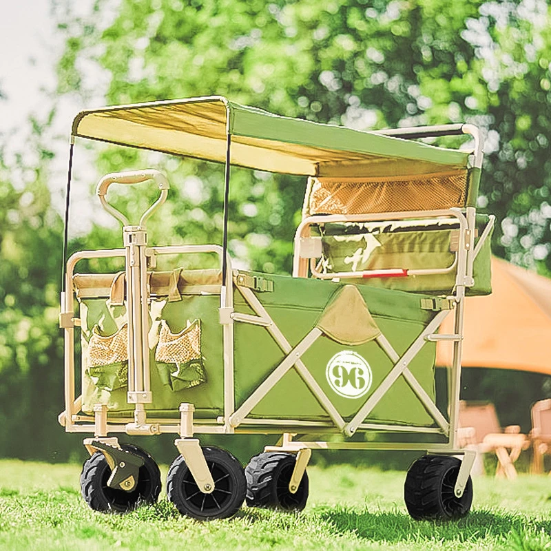 F038 Portable utility folding outdoor camp park cart beach stroller wagon with canopy