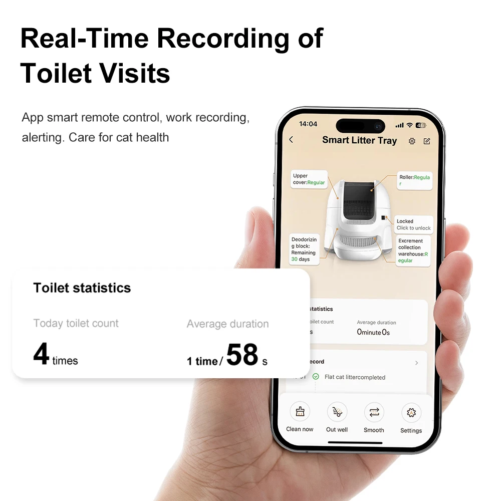 Self Cleaning Cat Litter Box, Large Automatic Cat Litter Box With App Control 2.4Ghz Wi-Fi Supported Smart Litter Box For Cats