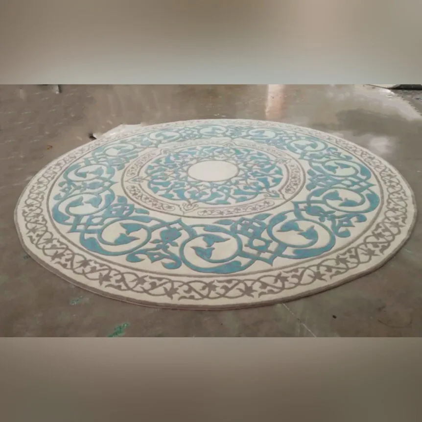 Modern design customized furniture round carpet  high quality Floor wool and silk rug Luxury home hotel living room