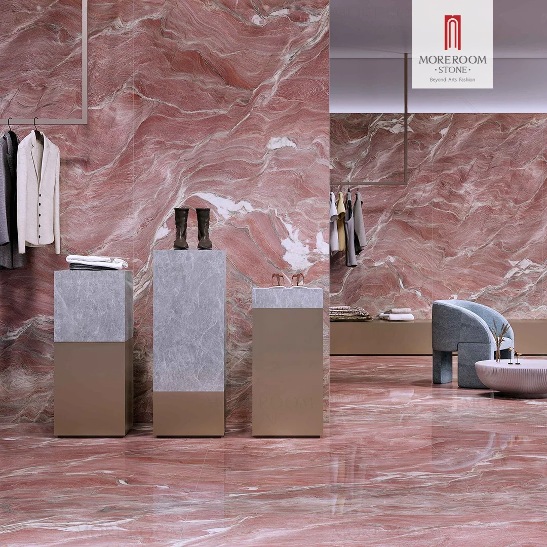 3200x1600 Polished Modern Large Format Red Marble Ceramic Slab Hotel Decor Tile