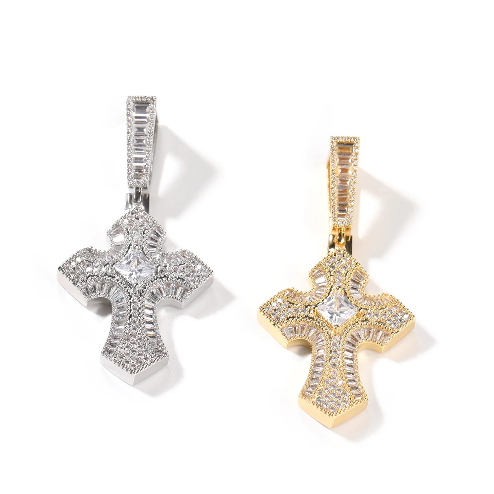 Hot Sale Cross Pendant Large Size Black CZ Cross Necklace 18K Gold Plated Hiphop Designer Women Man Jewelry