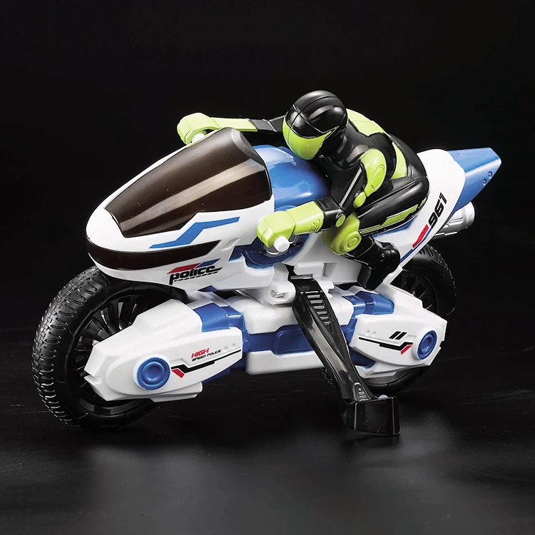 4CH 2.4G control motorcycle stunt police car model rc toys 360 degrees in situ rotation CVT speed