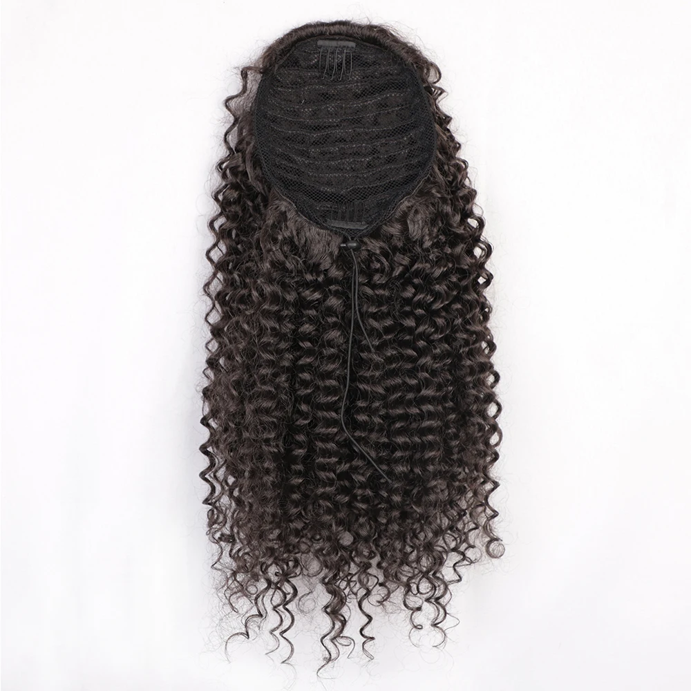  Wholesale Deep Wave Synthetic Wig Braiding Hair 14 Inch Kinky Ponytail Extension For Black