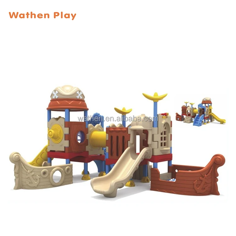 Wholesale Small Kids Plastic Slide Pirate Ship Children Outdoor Playground Equipment for City Park