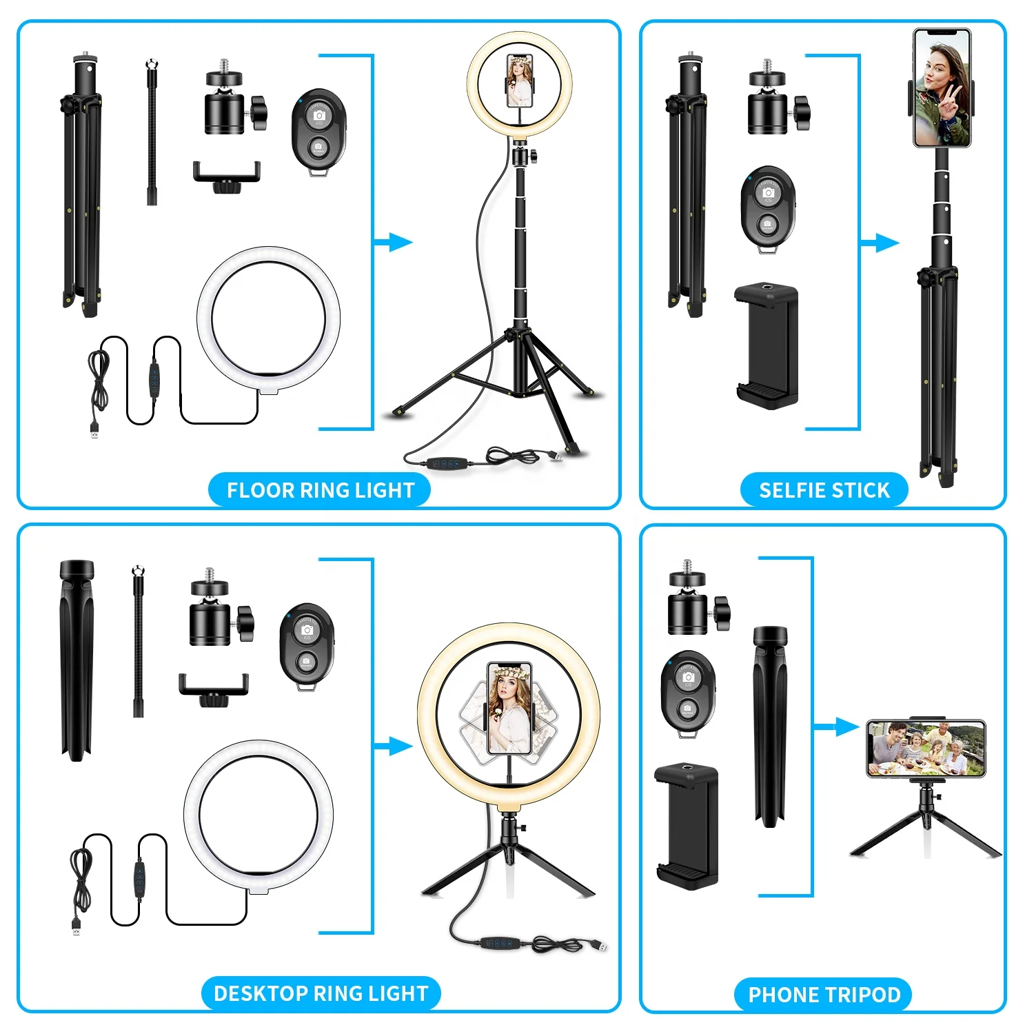 SYOSIN 30%OFF Free Shipping 10 Inch Led Ring Light Set 3-Colors Live Vlog Lamp Lighting With Tripod Stand Ring Light 26cm Kit