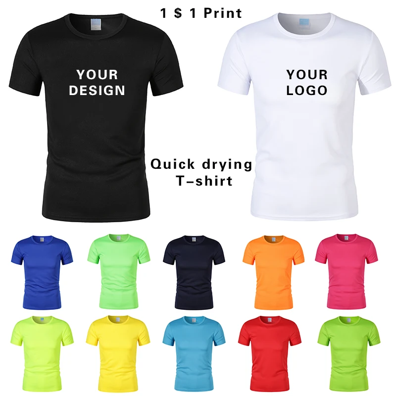 Quick Dry Clothes Marathon Oversized T-shirt Custom Logo Running Sports Short Sleeve Work Advertising Shirt Gym Tops Printed