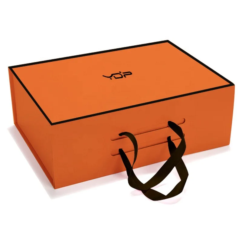 
wholesale hot cheap customized orangeHard Paperboard Folding Gift packaging Box with low MOQ 