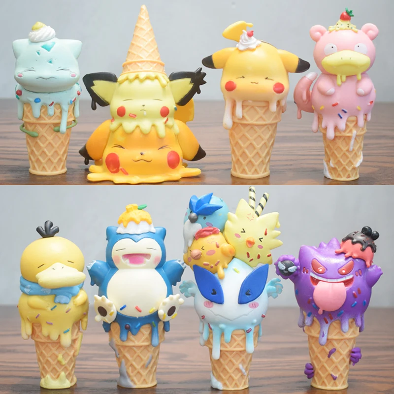 8 kinds of ice cream cones ice cream Bikachu pet little A elf wonderful frog seeds duck toy doll mold