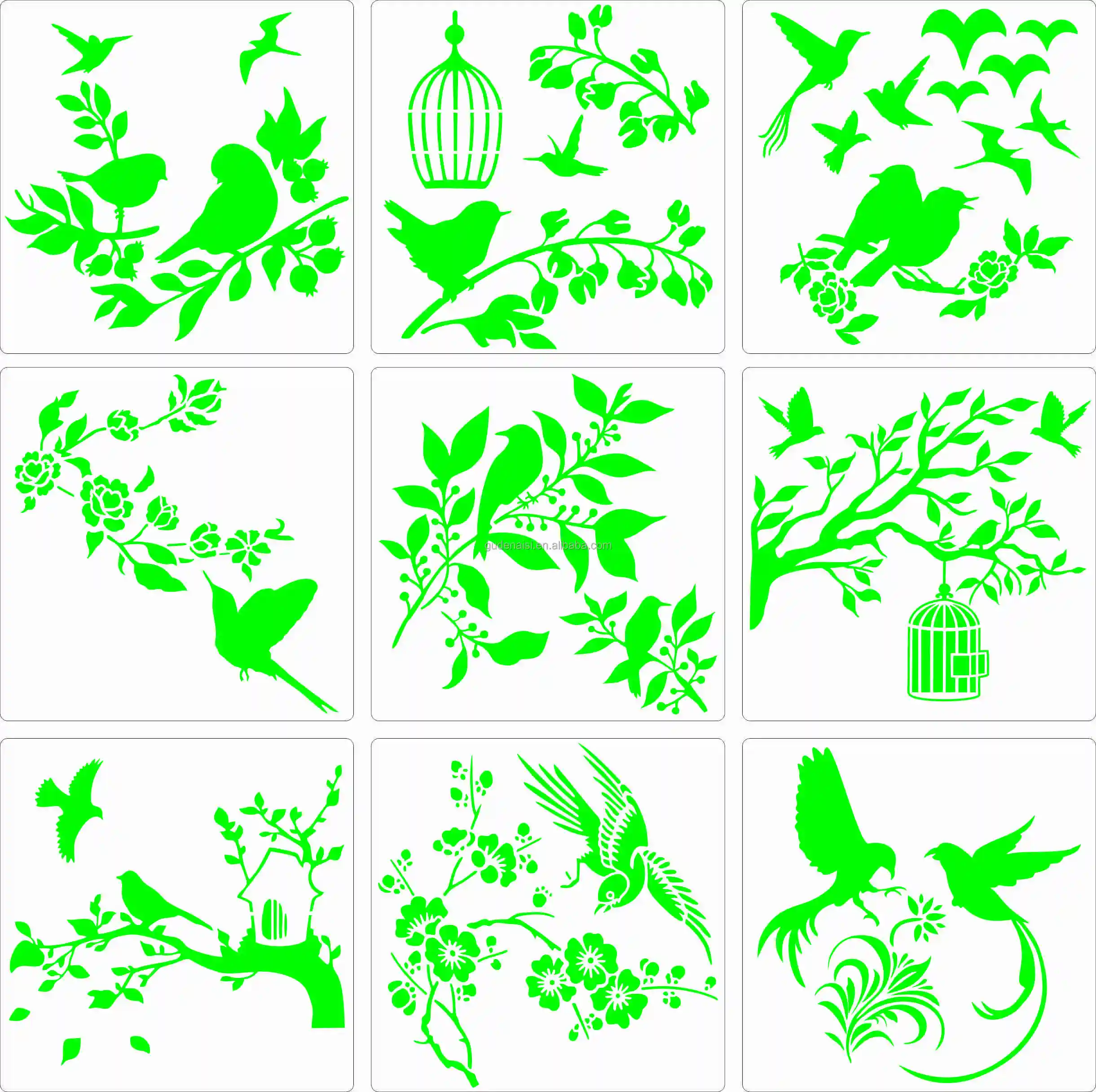 Wholesale Plastic Art Bird Wall Drawing Template Customized Home Decoration painting Stencil