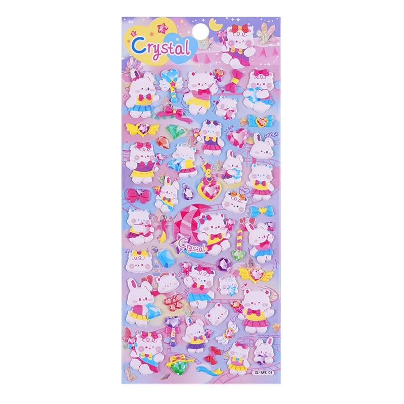 SHANLE Wholesale High quality Cute Animal Puffy Sticker Set Kawaii White Bear EVA Sticker Custom Stationery Decor Bubble Sticker