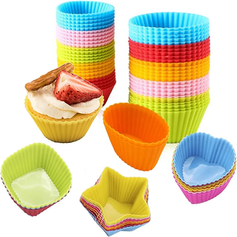 Silicone egg tarts mold Silicone muffin cup round 7cm cake cup 9-color baking small cake mold