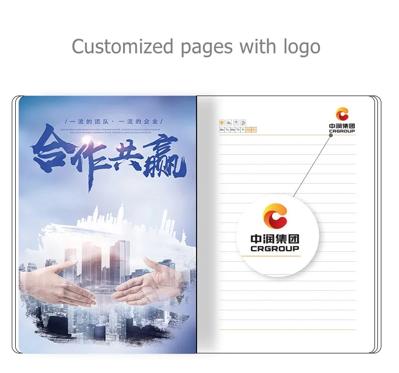 2023 New Design Custom LED Light Logo A5 PU Leather Agenda 8000mah Wireless Charger Power Bank Diary Notebook With USB