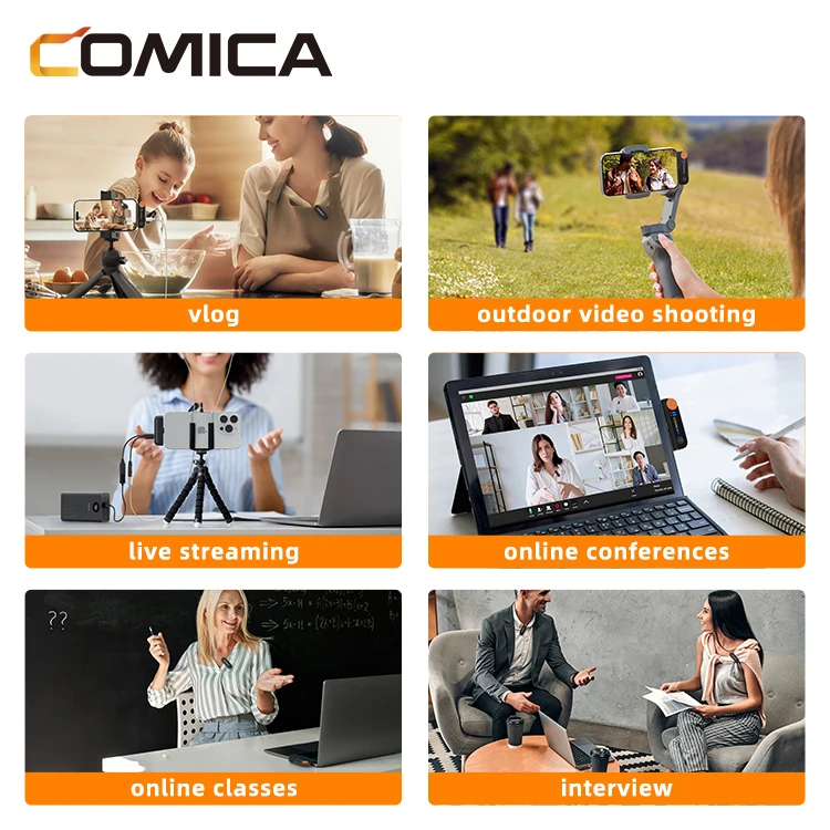 COMICA Vimo S 2.4G Dual-channel Wireless Microphone for Smartphone, Laptop, Vlog,  Live Streaming, Interview, Recording,