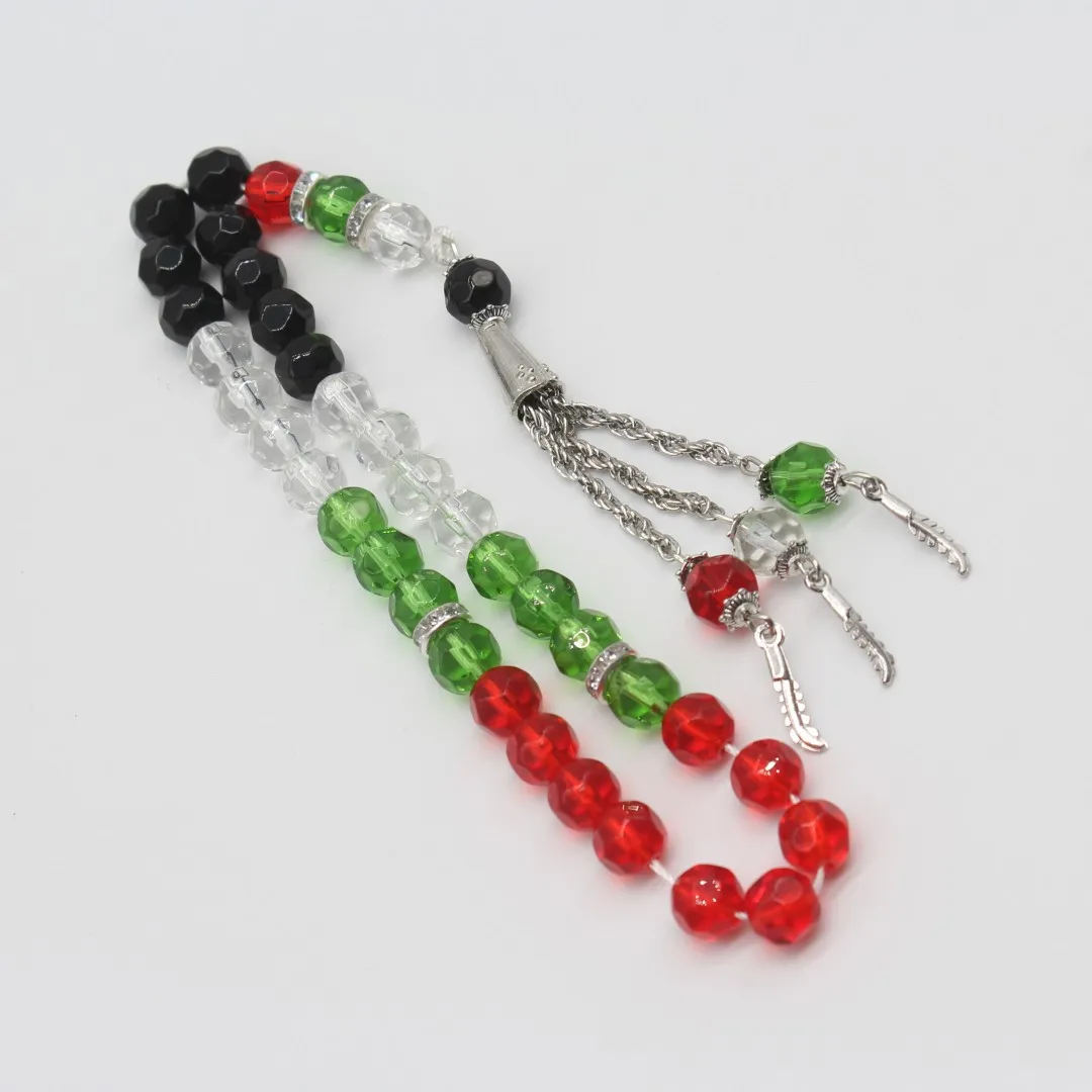 Fashion Rosary Crystal Bead Meditation Strand Black Muslim Palestine Prayer Beads Islamic Tasbih