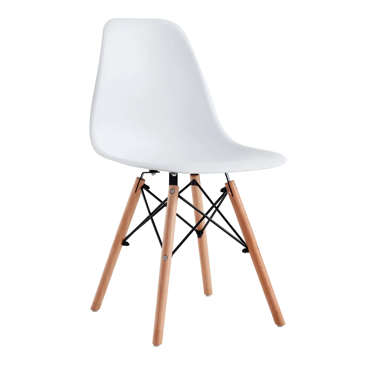 Creative Modern Wholesale NordIc Style Cafe Restaurant Dinner Chair White PP Plastic Dining Room Chairs with Wood Legs