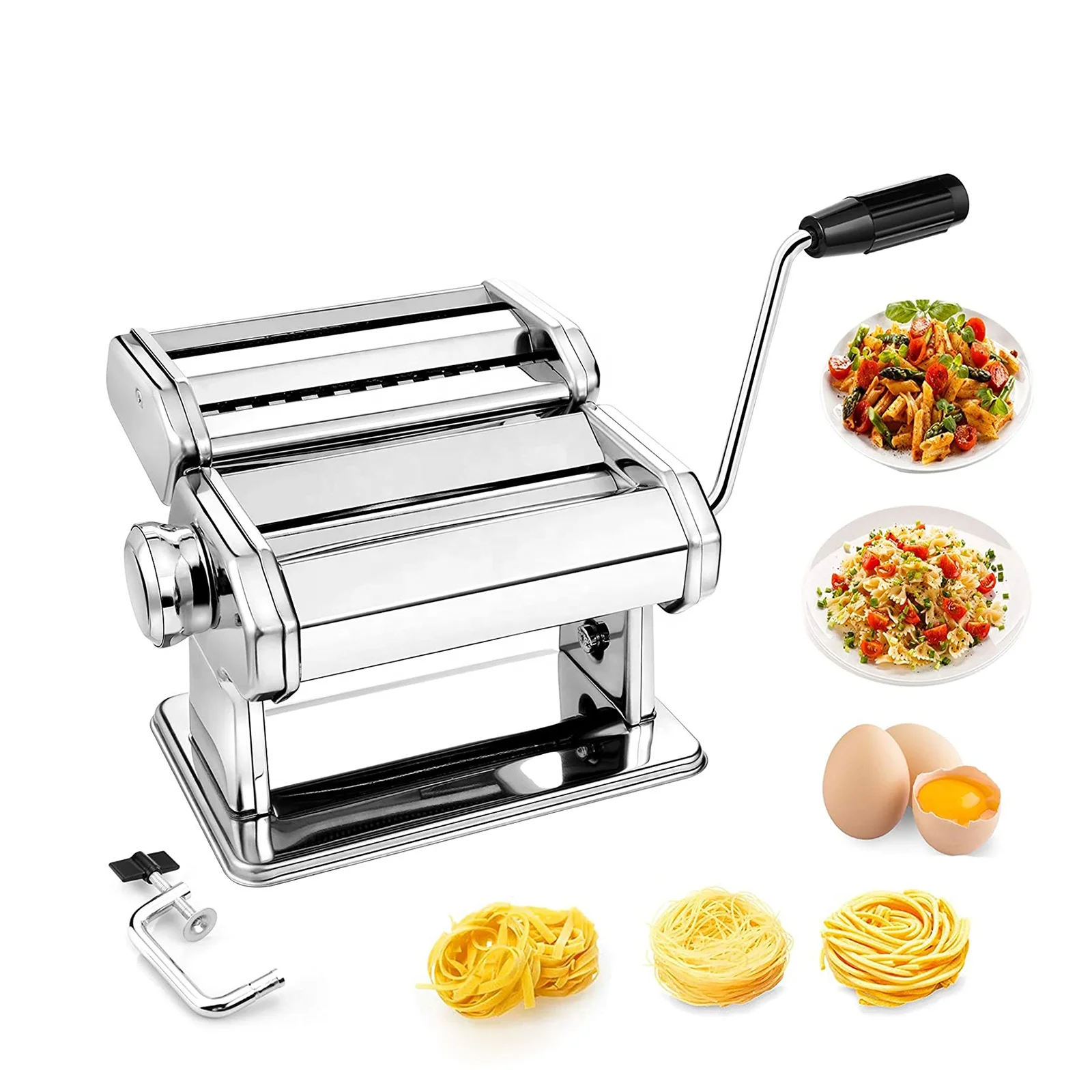 Hot selling home stainless steel hand operated manual small pasta and noodle roller maker machine price for wholesale
