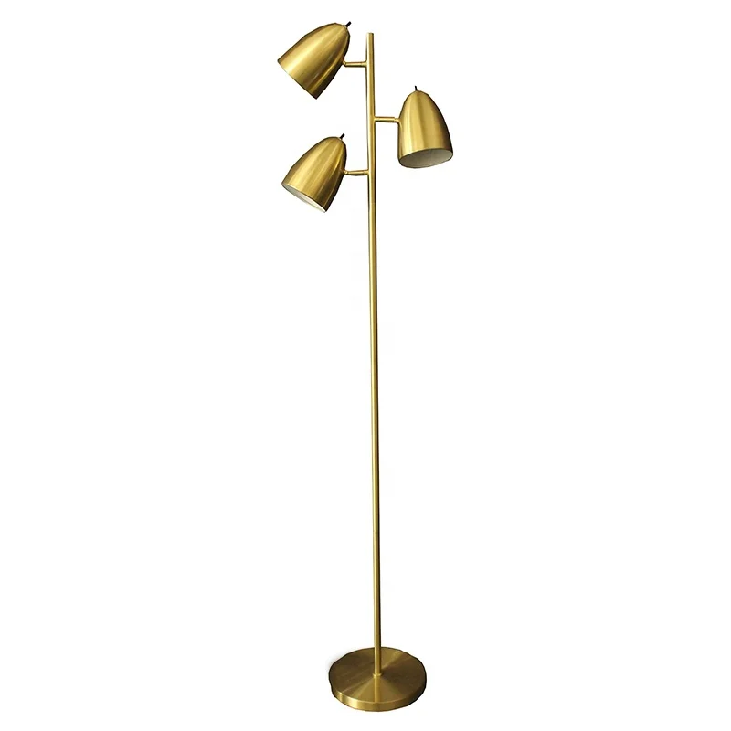 Chinese high quality three metal shade E27 floor stand reading lamp for living room