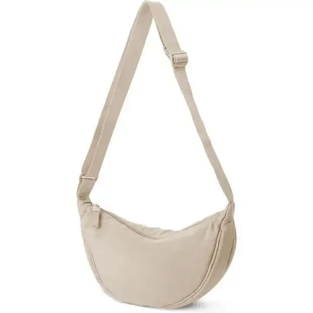 Nylon Crescent Dumpling Banana Bag Women Men Small Daypack Sling Shoulder Crossbody Messenger Bag with Adjustable Strap