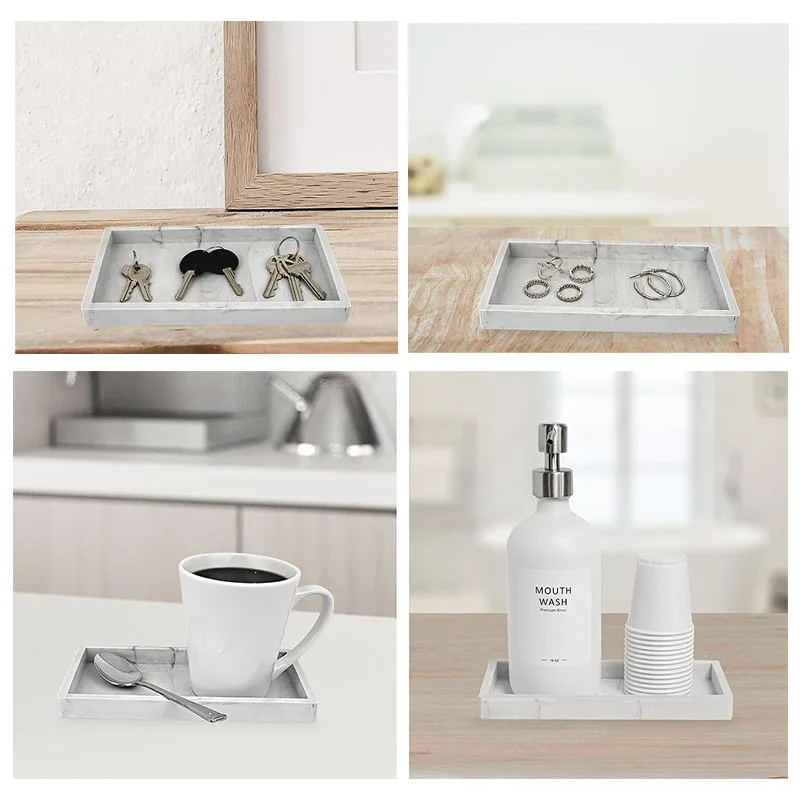 Bathroom Counter Tray Durable Silicone Soap Tray Reusable High-Grade Thickened Silicone Bathroom Vanity Tray