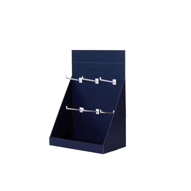 Custom Logo Acrylic Cardboard Countertop Display Box For Retail Store Corrugated Paper With Hanging Hooks