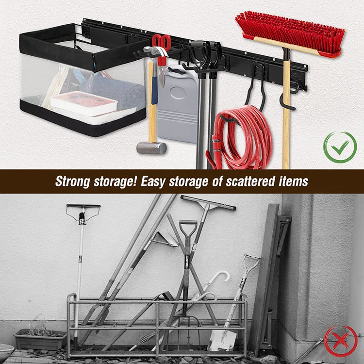 JH-Mech Professional Good Quality Garage Hooks Hangers Gardening tools Storage Basket Multipurpose Garden Tool Storage Rack