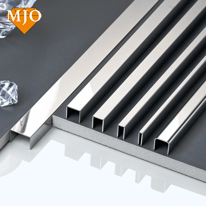 Foshan Factory MJO Decorative Profiles U Shape Stainless Steel Tile Trim For Wall Floor Furniture Decoration Metal Tile Trim