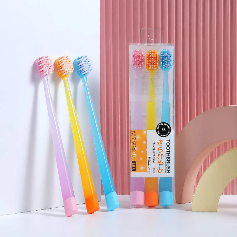 Wholesale Plastic Manual Oral Care Toothbrush Manufacturers Custom Blister Packaging Travel Home Crystal Tooth Brush 3pc Set