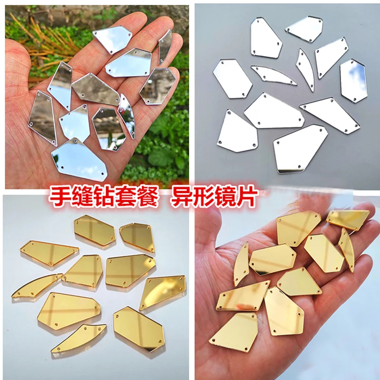 Mixed Shape Flat Back Acrylic Mirror Stones Sew On Mirror Stone
