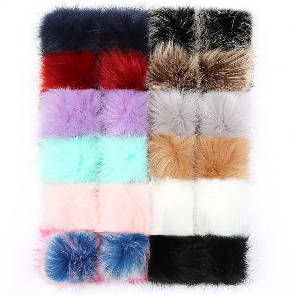 Wholesale soft furry real faux colorful rabbit fox raccoon fur pompom ball for beanie hat toque keyring