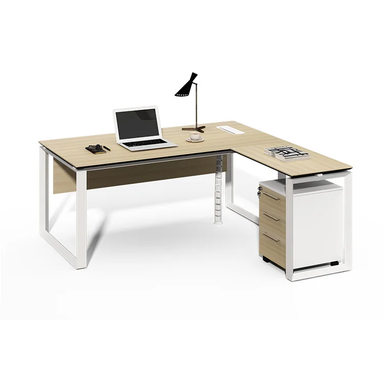 High End Mdf Wooden 1600 mm Ceo Office Executive Table With Side Cabinet