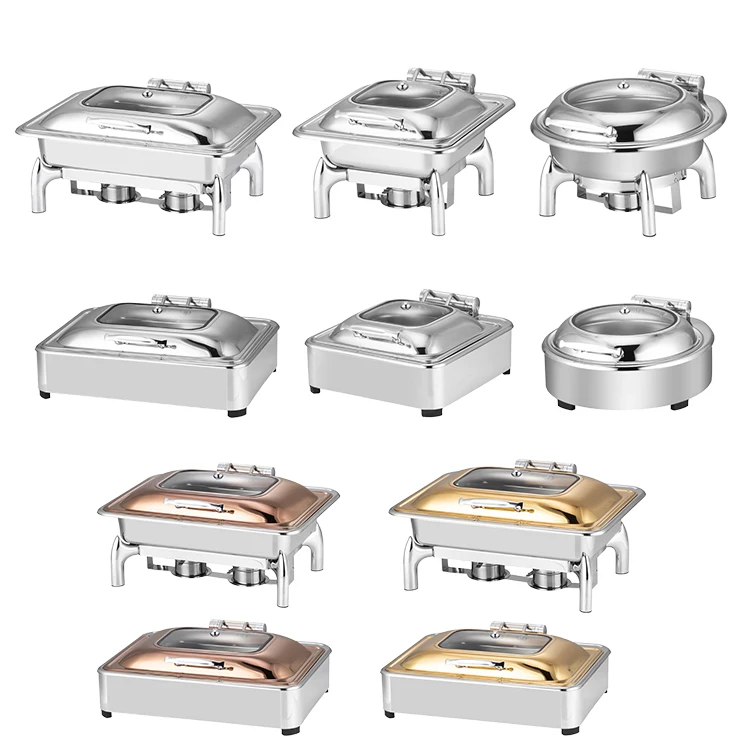 Hotel Restaurant Chaffing Dish Food Warmer Buffet Catering Stainless Steel Glass Food warmer set Chafing Dish Buffet Set