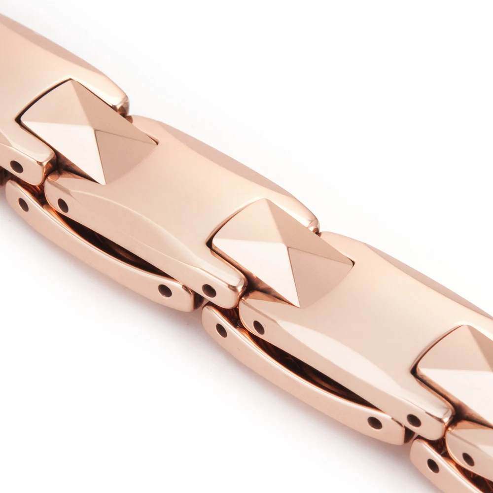 Wollet Rose Plating Stunning Healing Arthritis Solid Magnetic Tungsten Carbide Bracelet