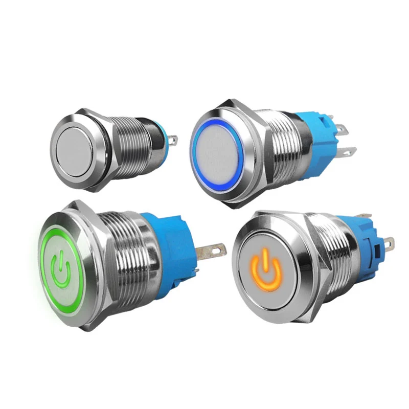 CMORSUN lamp switches IP67 wired waterproof push button switches and 19mm 5 pin ring illuminated 12volt