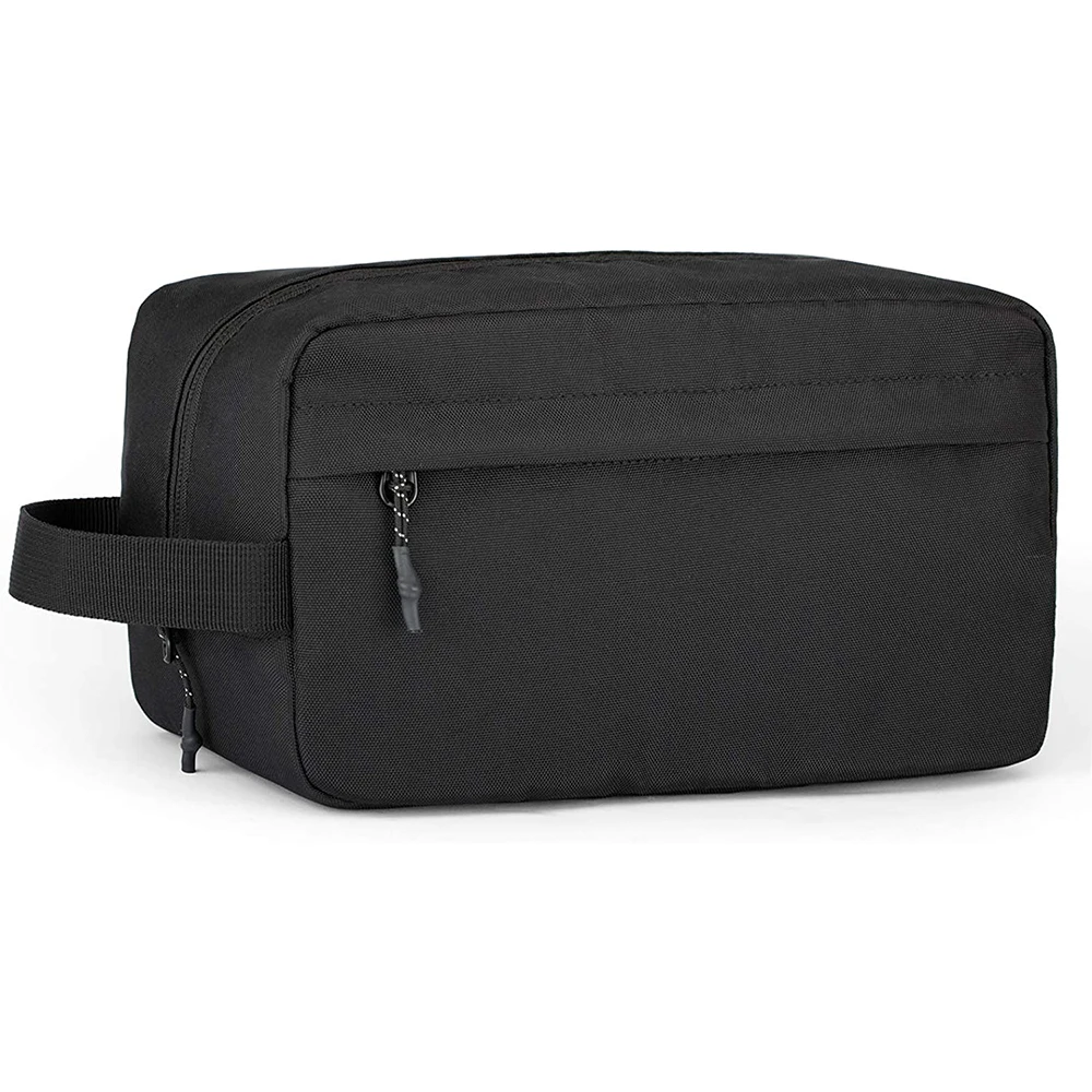 black waterproof nylon small dopp kit shaving travel bag toiletry bag for mens