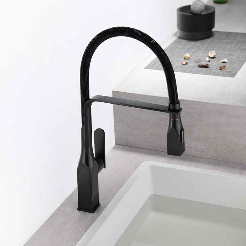 Luxury high quality pull out flexible faucet brass sink mixer kitchen faucet