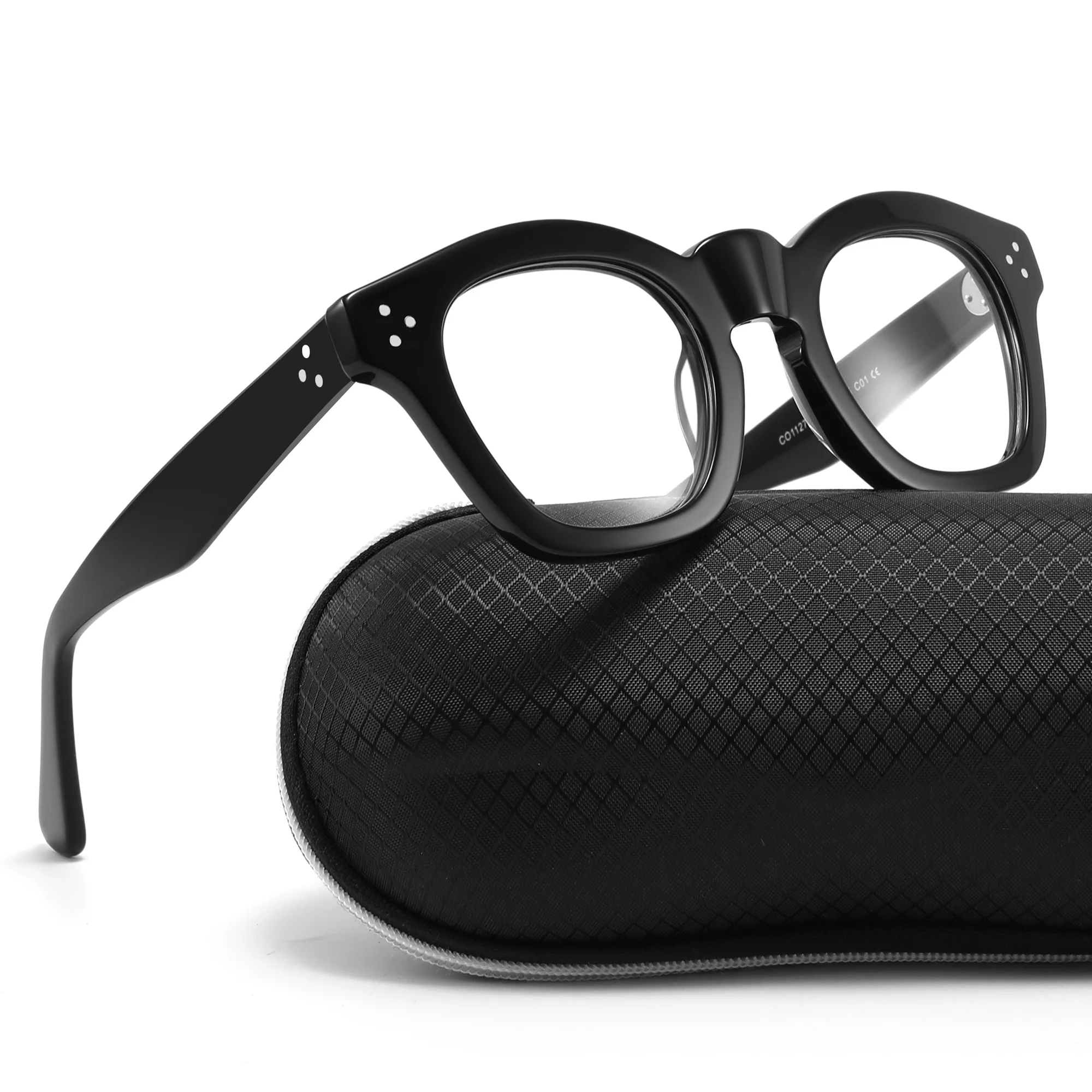 2023 Customized Metal Logo High Quality fashionable Thick Acetate Glasses Round Optical Frame For Mens Women