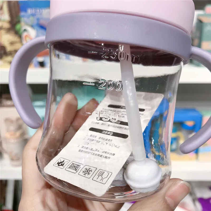 250ml cartoon Silicone Feeding Bottle baby Drinking Milk PP Non-spill Portable sippy cup wholesale