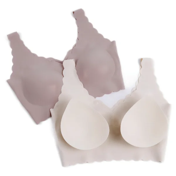 Ladies Traceless Smooth Soft Bra Comfortable Women Padded Solid Color No Rims Gather Sleep Bra
