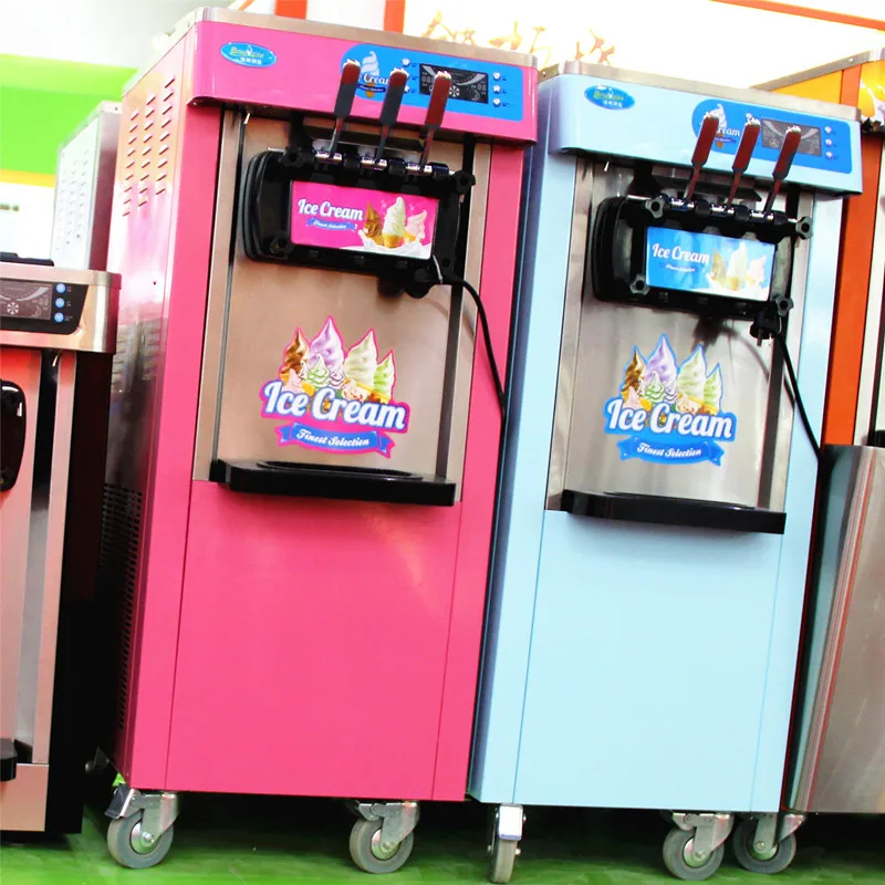 Commercial 3 Nozzles Soft Ice Cream Machine Ice Cream Making Machine.