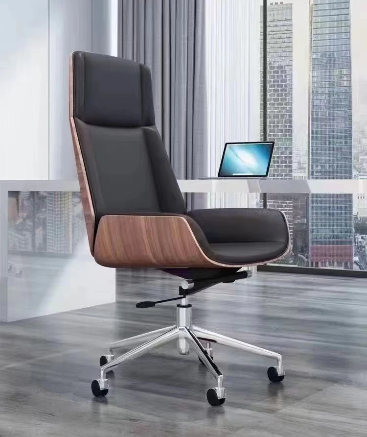 Executive Leather Wooden Office Chairs Manager Office Chair High back Leather Office Chair