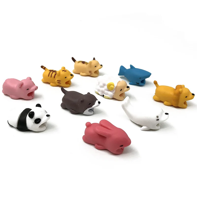 Promotional pvc cute animal bite cable protector cable phone cable protector