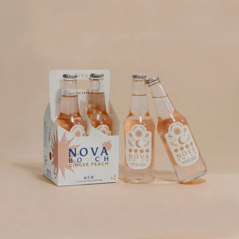 Custom logo Folding Corrugated Cardboard 6 Packs Bottles Beer Carriers Packaging Box with Handle