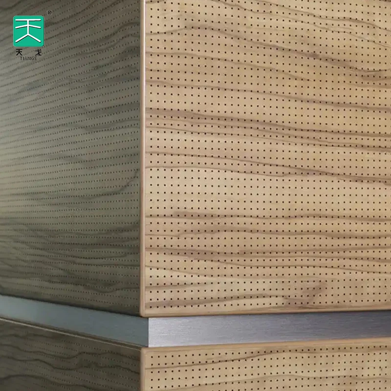 Building Project/TianGe Studio Wooden Fireproof Mgo Micro Perforated Free Standing Acoustic Ceilling Wood Panel