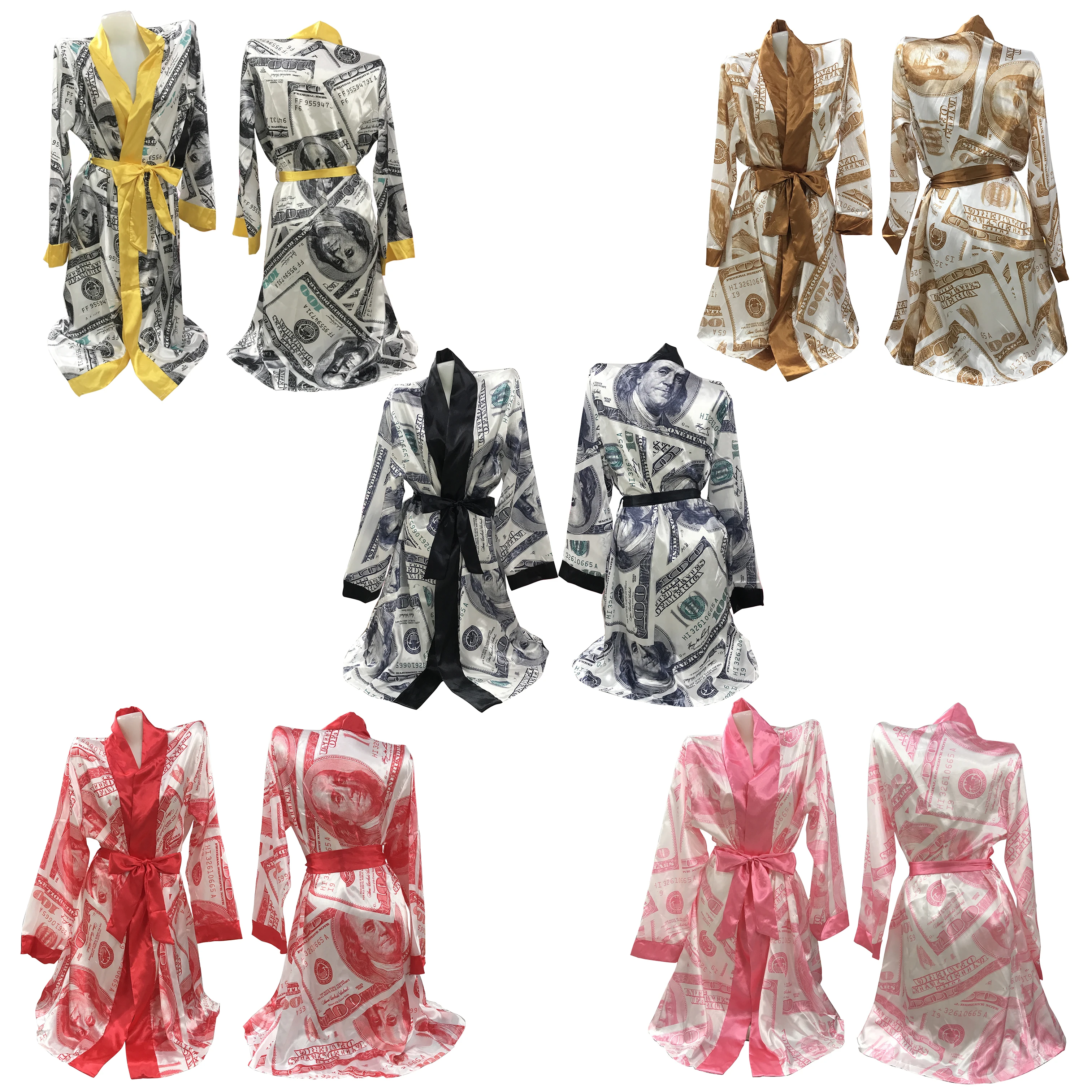 High Quality luxury Homewear Sleep Pajama personalized mulberry robes Custom wholesale silk satin robe sexy for Women